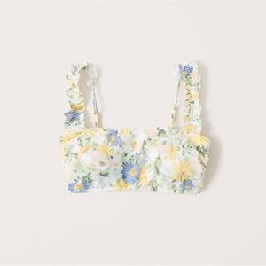 Abercrombie & Fitch Floral Bralette ruffle adjustable straps White, Yellow, Blue